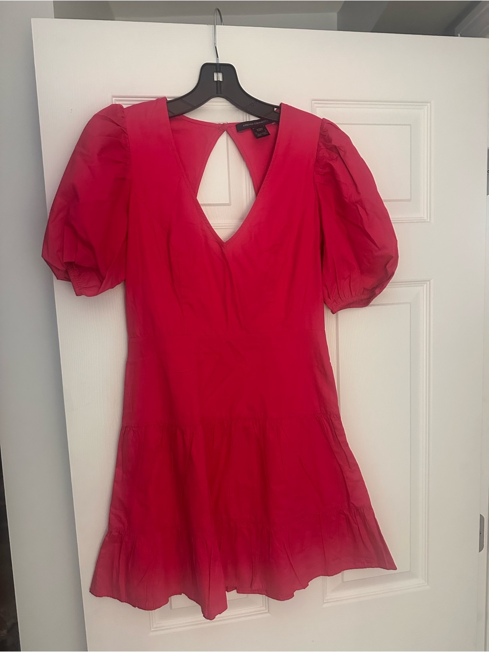 Fuchsia Puff-Sleeve V-Neck Women's Top